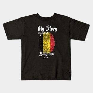 Belgium Flag Fingerprint My Story DNA Belgian Kids T-Shirt